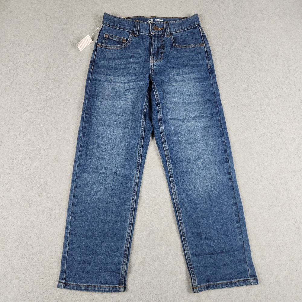 Wonder Nation Jeans Boys Size 8 Blue Relaxed Fit Straight Leg Adjustable Waist